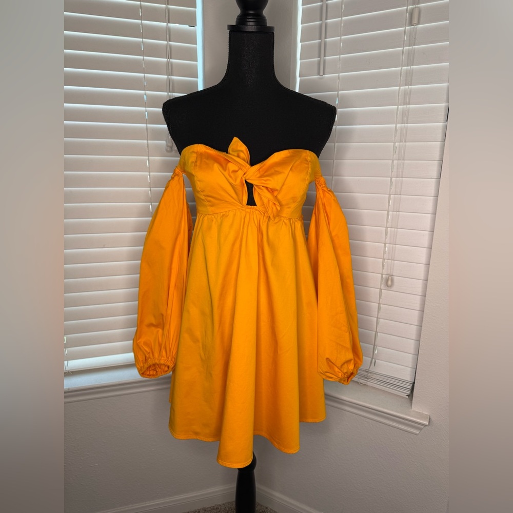 For Love And Lemons Orange Off-Shoulder Dress